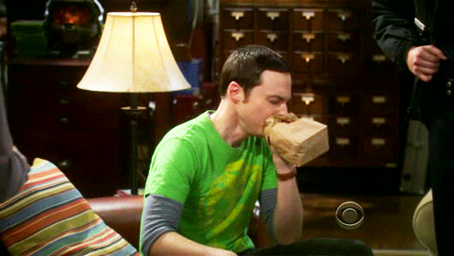Big Bang Theory's Sheldon Having a Panic Attack and Blowing Into a Bag over writing an exam 