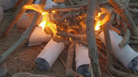 toilet-roll-fire camping hacks