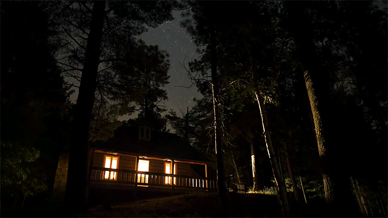 cabin in the woods at night summer nature gifs