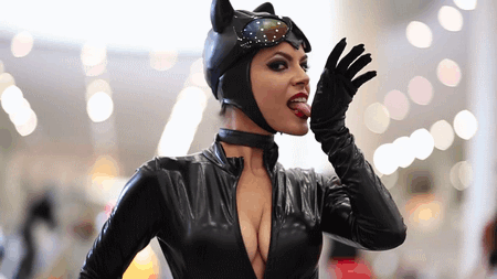 cat woman sexy cosplay Comic-Con GIFS